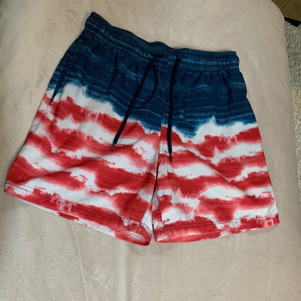 Board Shorts Red White Blue No Tags Fits like Sz M Swim Beach Surf Resort